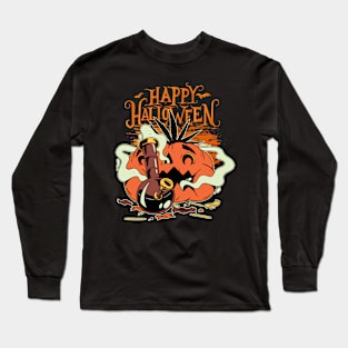 Halloween Happy Halloween Funny Pumpkin Hemp Long Sleeve T-Shirt